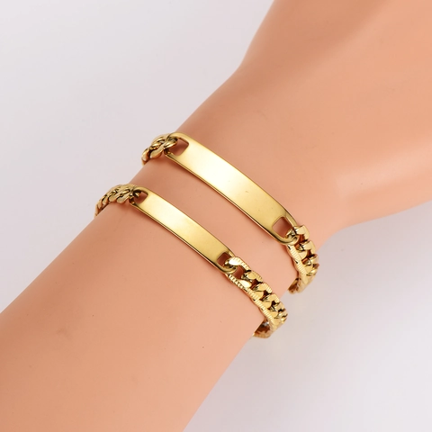 Collana E Bracciale A Maglia Cubana Gioielli In Acciaio Inossidabile 304 Con Targhetta ID Curva Vuota Stile Hip Hop Punk