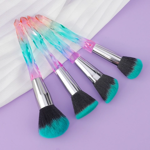 Makeup Brush Crystal Gradient Handle Synthetic Fiber Bristles Powder Blush Foundation Contour Tool Beauty Accessories