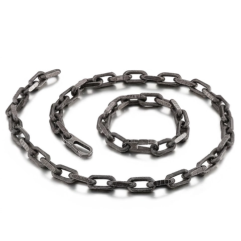 Stainless Steel Paperclip Link Chain Necklace And Bracelet Jewelry Punk Hip Hop Minimalist For Men Women