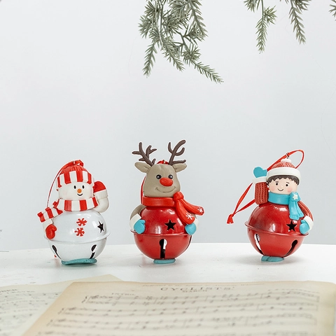 Campanelli Di Natale Pendenti Resina E Metallo Ornamenti Renna Pupazzo Di Neve Per Decorazione Albero Stile Nordico