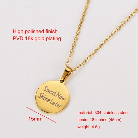 Collar Con Colgante Redondo Y Cita Inspiradora De Acero Inoxidable Pulido Joyería Grabada Para Mujeres Y Hombres