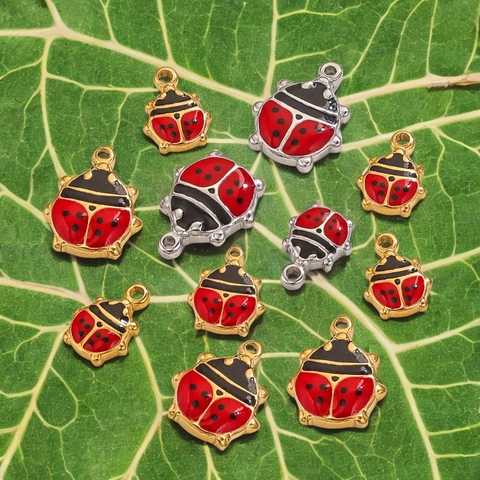 Marienkäfer Anhänger Edelstahl Emaille Insekten Pendants Für DIY Armband Halskette Schmuckherstellung