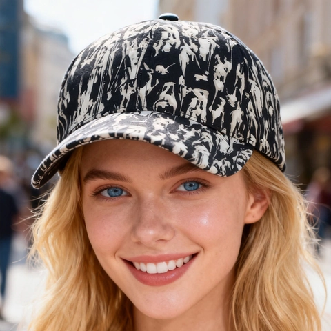 Casquette De Baseball À Graffiti Abstrait Polyester Imprimé Encre Protection Solaire Visière Courbée Réglable Unisexe