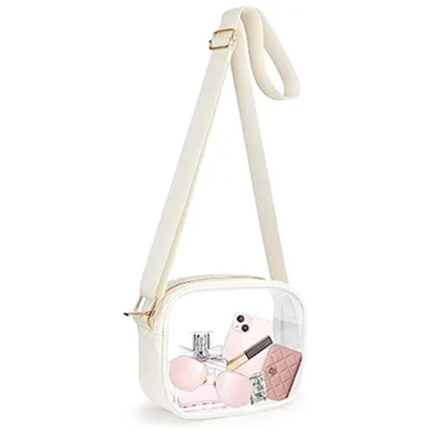Clear Crossbody Bag Transparent PVC Stadium Approved Adjustable Strap Waterproof Shoulder Purse For Women Travel Concert