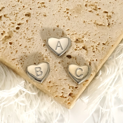 Colgante De Letra Alfabeto En Forma De Corazón Acero Inoxidable 304 Letra Inicial Para Hacer Joyas De Bricolaje