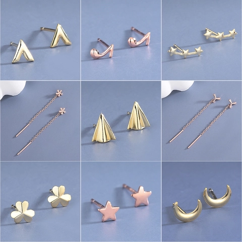 925 Sterling Silber Ohrringe Mit 925 Sterling Silber Ohrstecker Polierte Mond Stern Musiknoten Schmuck Für Damen