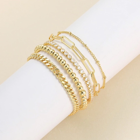 Bracciali A Strati Dorati Da Donna In Rame Placcato Catena Cubana Graffetta Regolabile Gioielli Boho