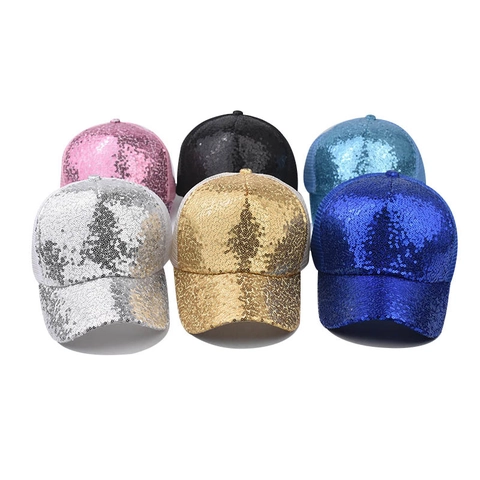 Cappellino da Baseball con Paillettes Scintillanti in Rete per Uomo Donna Cappello Parasole Traspirante Regolabile alla Moda Berretto Trucker Glitterato Copricapo per Feste Estive