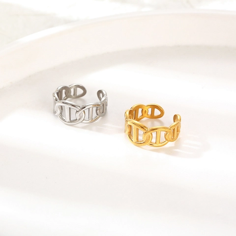 Adjustable Open Ring Hollow Anchor Chain Stainless Steel Pig Nose C-Shaped Minimalist Jewelry For Women