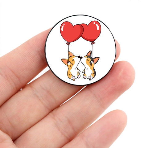 Cute Cartoon Corgi Enamel Brooch Pin Printed Alloy Badge For Clothes Backpack Decorative Animal Jewelry Gift For Dog Lovers