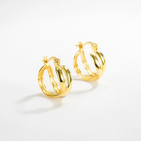 Orecchini Minimalisti in Argento Sterling 925 a Doppio Anello Cerchi Geometrici Intrecciati per Donna Gioielli di Moda Semplici ed Eleganti