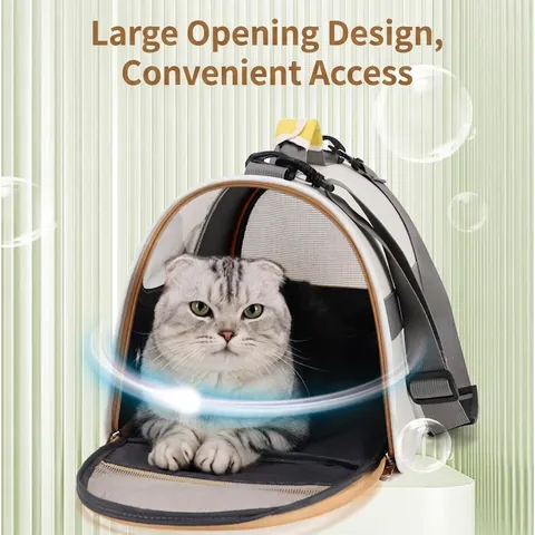 Sac De Transport Pour Animaux Oxford Maille Respirante Grande Capacité Fenêtre Transparente Tête De Chat Voyage Extérieur