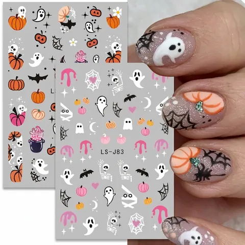 Halloween Nagelaufkleber Selbstklebend Wasserdicht Geist Kürbis Spinnennetz Y2K Trendige Maniküre Dekoration Für Frauen