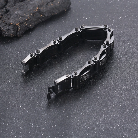 Pulsera De Acero Inoxidable Para Hombre Cadena De Moto Estilo Punk Industrial Patchwork De Malla Accesorio Joyería
