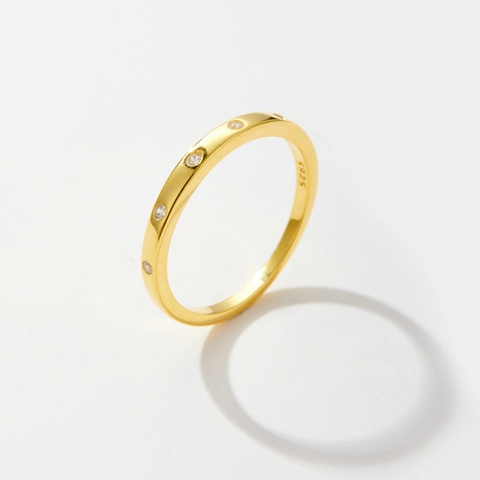 Anello In Argento Sterling 925 Minimalista Geometrico Zirconia Cubica Incastonata Gioielli Impilabili Per Donne Elegante