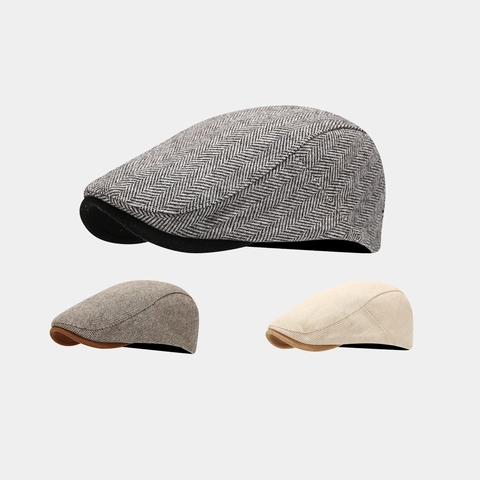Retro Schiebermütze Fischgrätmuster Britischer Stil Wollmischung Verstellbare Vintage Schirmmütze Für Herren Damen Herbst Winter