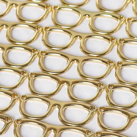 Ciondolo Mini Forma Di Occhiali Lega Charms Per Creazione Gioielli DIY Bracciale Collana Orecchini Color Oro Componenti