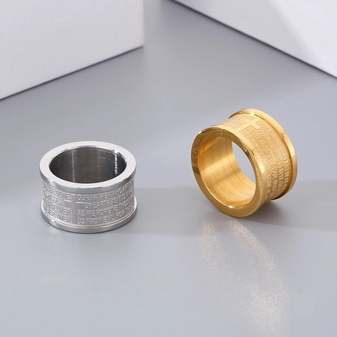 Herren Vaterunser Kreuz Anhänger Halskette Edelstahl Graviert Zylinder Ring Religiöser Punk Schmuck