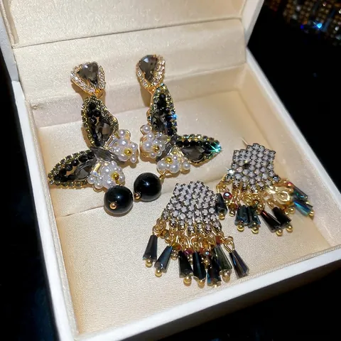 Schmetterling Ohrhänger Mit 925 Sterling Silber Ohrstecker Künstliche Perle Zirkon Strass Vintage Schmuck Für Damen