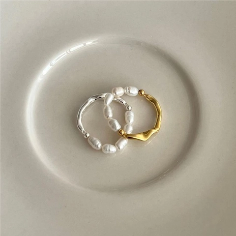 925 Sterling Silber Unregelmäßiger Künstliche Barockperlen Ring Französischer Minimalismus Eleganter Offener Fingerring Für Damen