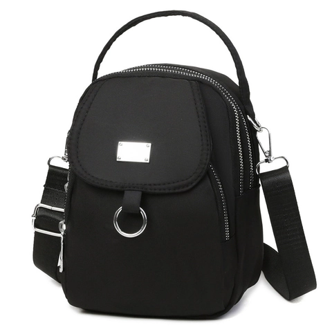 Women Mini Crossbody Bag Waterproof Nylon Multi Layer Zipper Small Shoulder Handbag Casual Lightweight Messenger For Girls