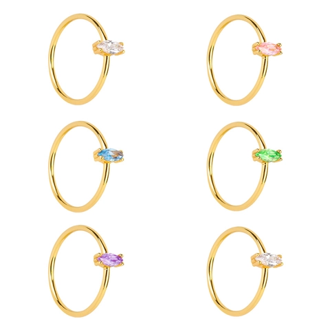 Anello Con Zirconi Colorati Taglio Marquise Rame Placcato Oro 18K Gioielli Di Moda Minimalisti Per Donne