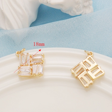 Heart Flower Butterfly Angel Wing Charms 14K Gold Plated Alloy Zircon Pendants For DIY Necklace Bracelet Making