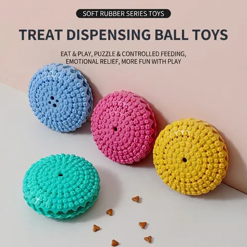 Interactive Dog Puzzle Toys Silicone Slow Feeder Leak Food Dispensing Ball Dental Teeth Cleaning Chew Toy For Dogs