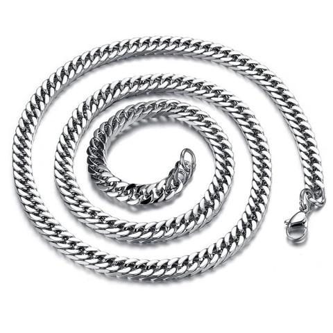 Stainless Steel Cuban Chain Necklace For Men Women High Polished Hip Hop Streetwear Trendy Minimalist Link Jewelry