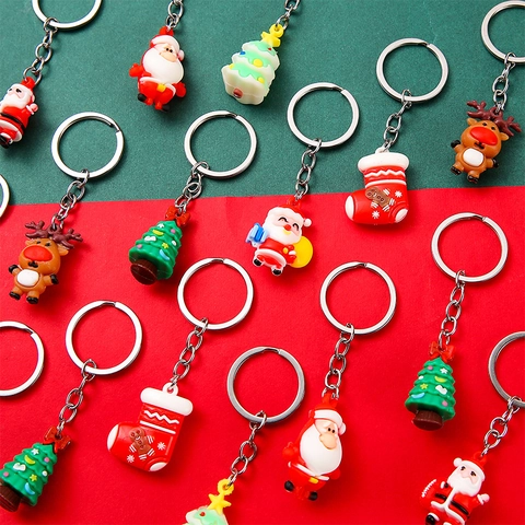 Portachiavi Di Natale Pendente PVC Gomma Morbida Cartone Animato Babbo Natale Albero Renna Regalo Di Festa Ciondolo Per Zaino