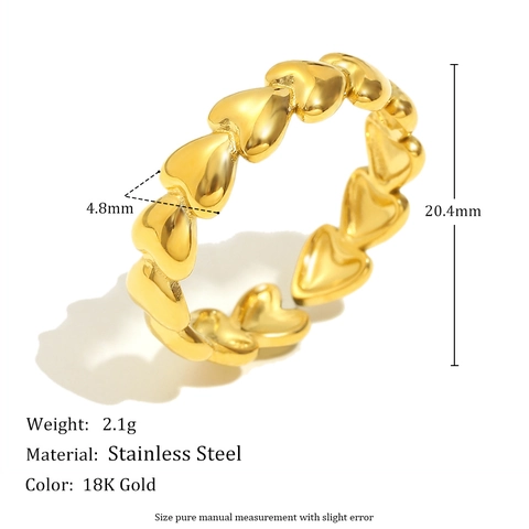 Elegante Hartvormige Open Ring Van Roestvrij Staal 18K Verguld Verbonden Harten Minimalistische Sieraden Voor Dames
