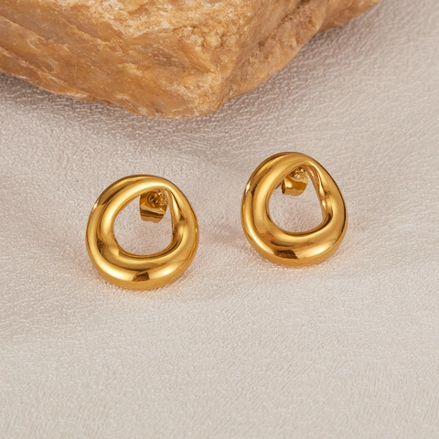 Vintage Edelstahl Unregelmäßige Geometrische Ohrstecker Für Damen Vergoldet Minimalistischer Mode-Pendler-Schmuck
