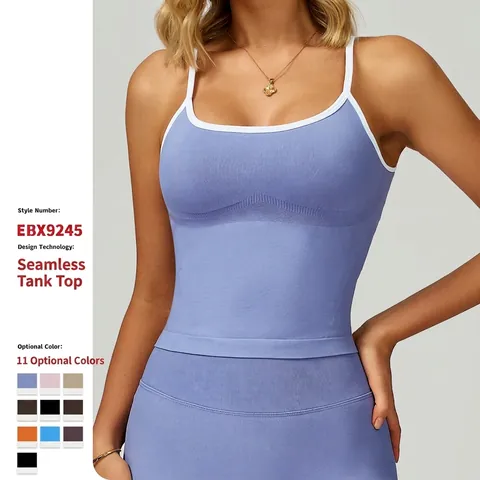 Dames Naadloos Yoga Vest Sportbeha Contrast Bies Open Rug Verstelbare Bandjes Uitneembare Pads Fitness Tanktop