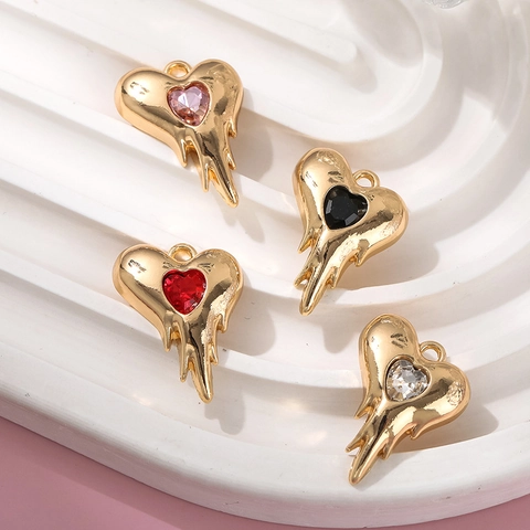 Heart Pendants Alloy Colorful Rhinestone Melted Lava Style DIY Jewelry Making Accessories For Necklace Earring Bracelet