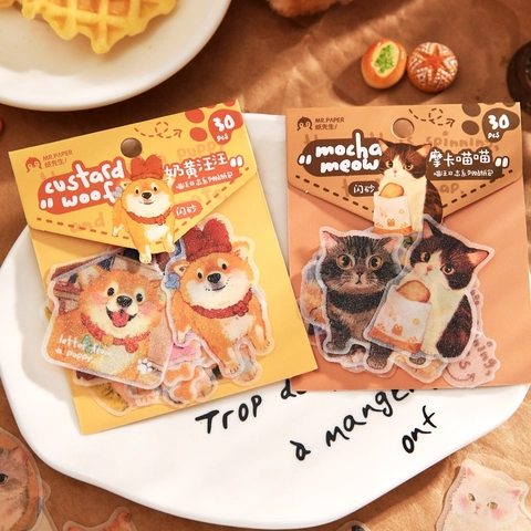 Niedliche Tier Katzen Hunde Deko Aufkleber PVC Material Sand Glitzer Film Für Scrapbooking Journaling DIY Basteln Schreibwaren