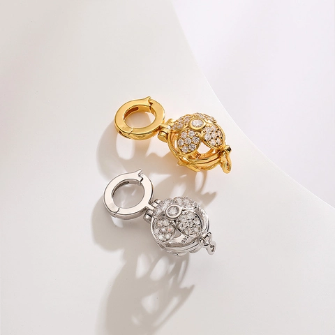 Chiusura Ciondolo Sfera Pianeta Cavo In Argento Sterling 925 Micro Pavè Zircone Accessorio Gioielli DIY Connettore