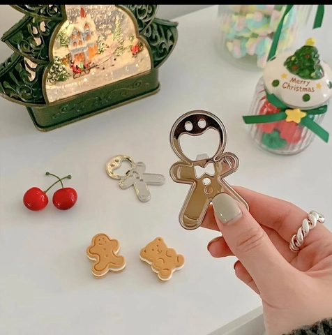 Gingerbread Man Bottle Opener Zinc Alloy Magnetic Fridge Magnet Cartoon Silver Polished Kitchen Tool Party Favor Decor