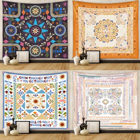 Arazzo Mandala Bohemien Da Parete Poliestere Design Geometrico Floreale Decorazione Per Camera Da Letto Soggiorno