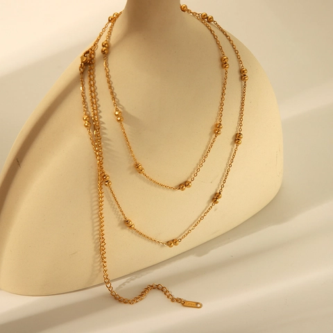 Stainless Steel Beaded Waist Chain For Women Gold Plated Waterproof Minimalist Body Belly Jewelry Summer Accessory