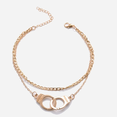 Gelaagde Handboeien Armband Enkelbandje Legering Freedom Gegraveerd Punk Stijl Trendy Strand Sieraden Voor Dames