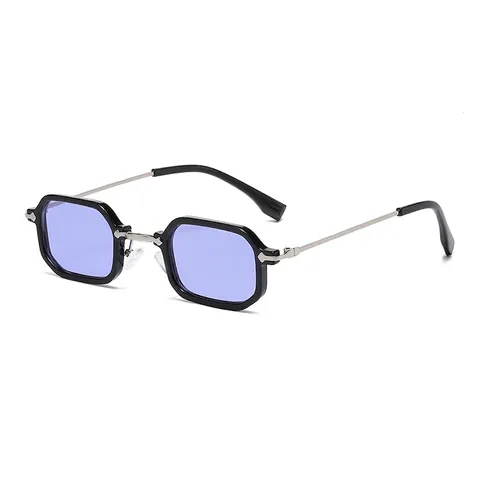 Kleine Zeshoekige Zonnebril Vintage Retro UV400 Bescherming Anti Blauw Licht Metaal Kunststof Montuur Heren Dames