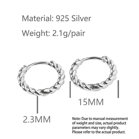 Orecchini A Cerchio Con Corda Intrecciata Argento Sterling 925 Gioielli Geometrici Minimalisti Per Donna