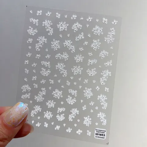 Autocollants Ongles Relief 5D Fleur Cerisier Auto Adhésifs Décoration Manucure DIY Floral
