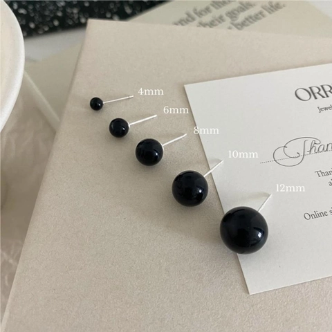 Korean Style Minimalist Round Agate Stud Earrings With 925 Sterling Silver Earring Post Elegant Jewelry For Women