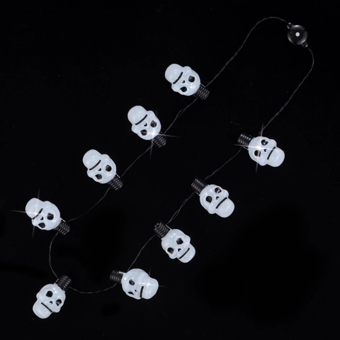 Collar de Calavera con LED de Halloween Collar con Colgante de Calavera Fantasma Brillante Para Decoración de Fiesta de Disfraces