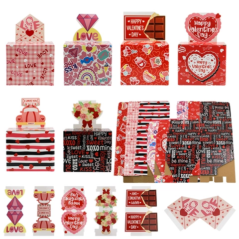 Boîte Cadeau Surprise Saint Valentin avec Retrait d'Argent DIY Papier Cœur pour Anniversaire Fête Boîte à Argent Surprise