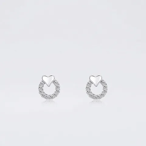 Ohrstecker Aus 925 Sterling Silber Herz Mit Zirkonia Rundem Kreis Hohl Romantischer Eleganter Schmuck Für Damen