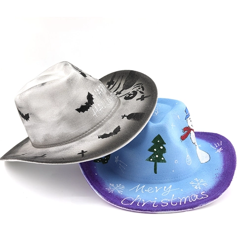 Western Cowboyhut Polyester Baumwolle Breite Krempe Halloween Weihnachten Party Kostüm Festliche Drucke Jazz Stil