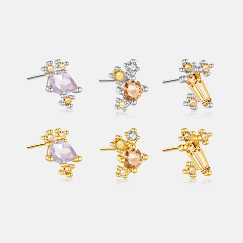 Minimalistische Geometrische Ohrstecker Mit 925 Sterling Silber Ohrstecker Bunte Zirkon Für Frauen Täglich