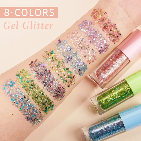 Holographic Glitter Gel Sequins Face Body Nail Makeup Multicolored Shimmer Stage Party Cosmetic For Women